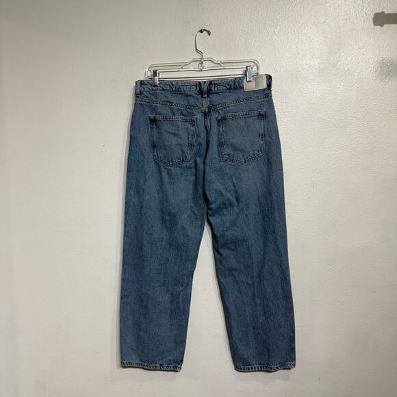 Zara Blue Wide Leg Jeans Sz 8 - Picture 9 of 12